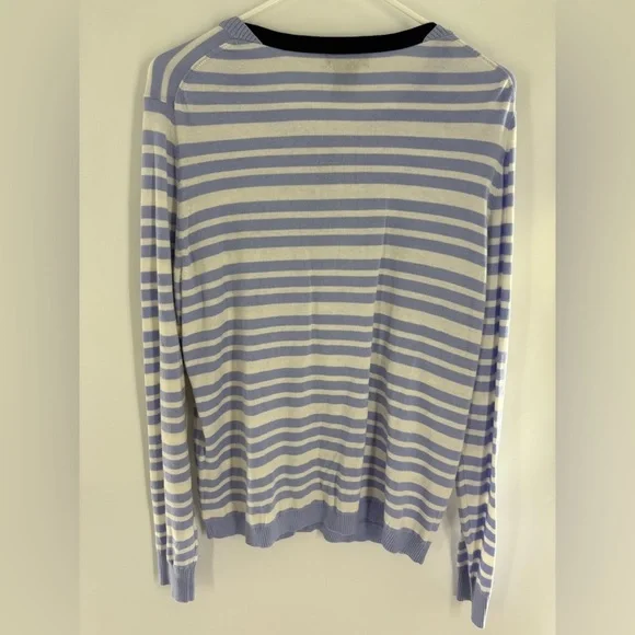 Lord & Taylor Womens Periwinkle Striped Button Up Cardigan X-Large Preppy - Picture 6 of 10